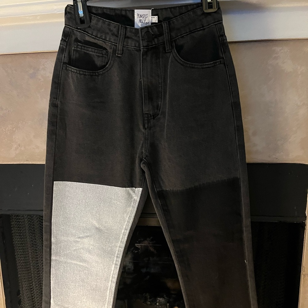 princess polly Patchwork jeans Black Size 2